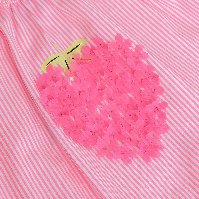 Girls White and Pink Printed Sleeveless Dress image number 3